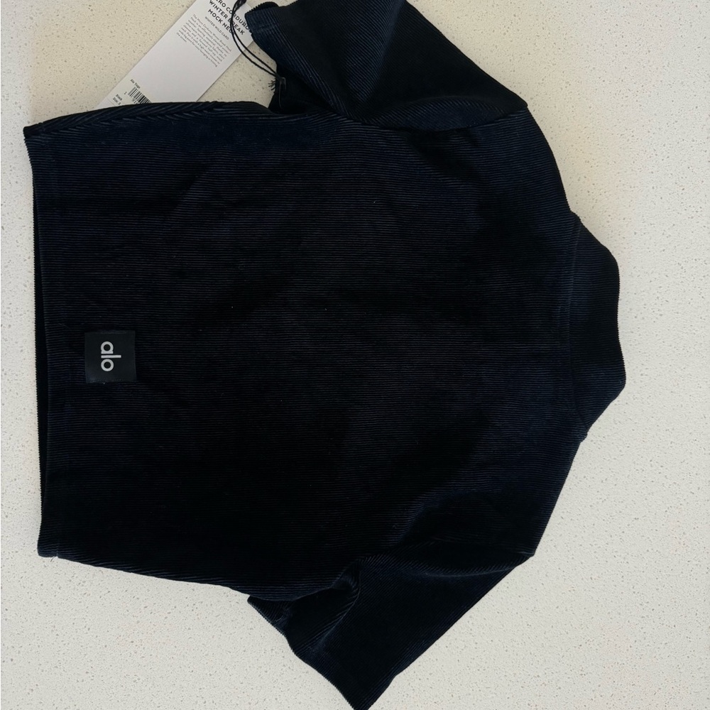 ALO Yoga Black Corduroy Half-Zip Pullover - Picture 4 of 5
